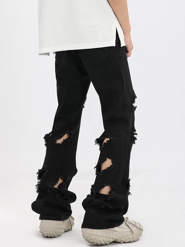 Men's Multi Tattered Design Loose Jeans Product Image