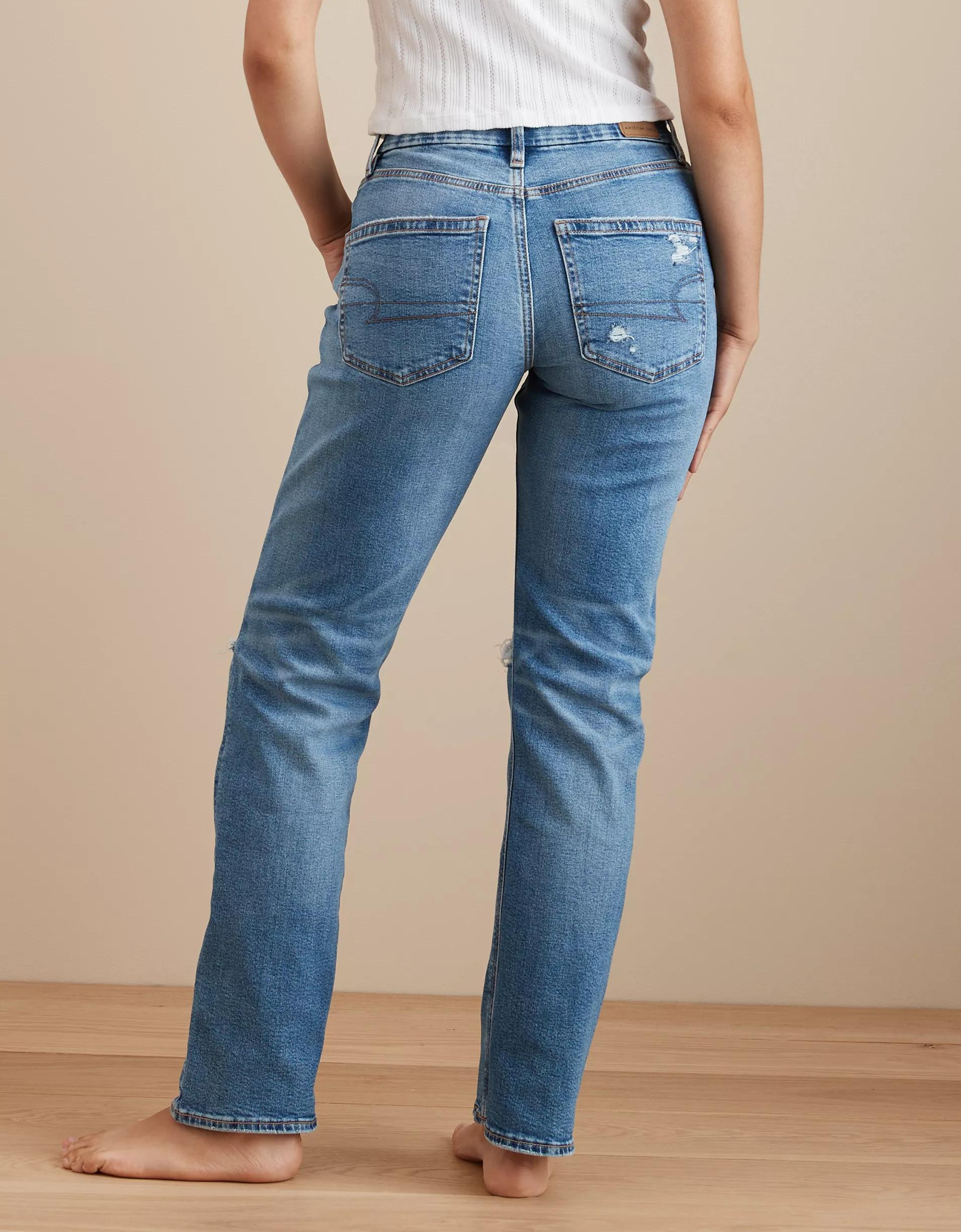 AE Stretch Curvy Ripped Straight Jean Product Image