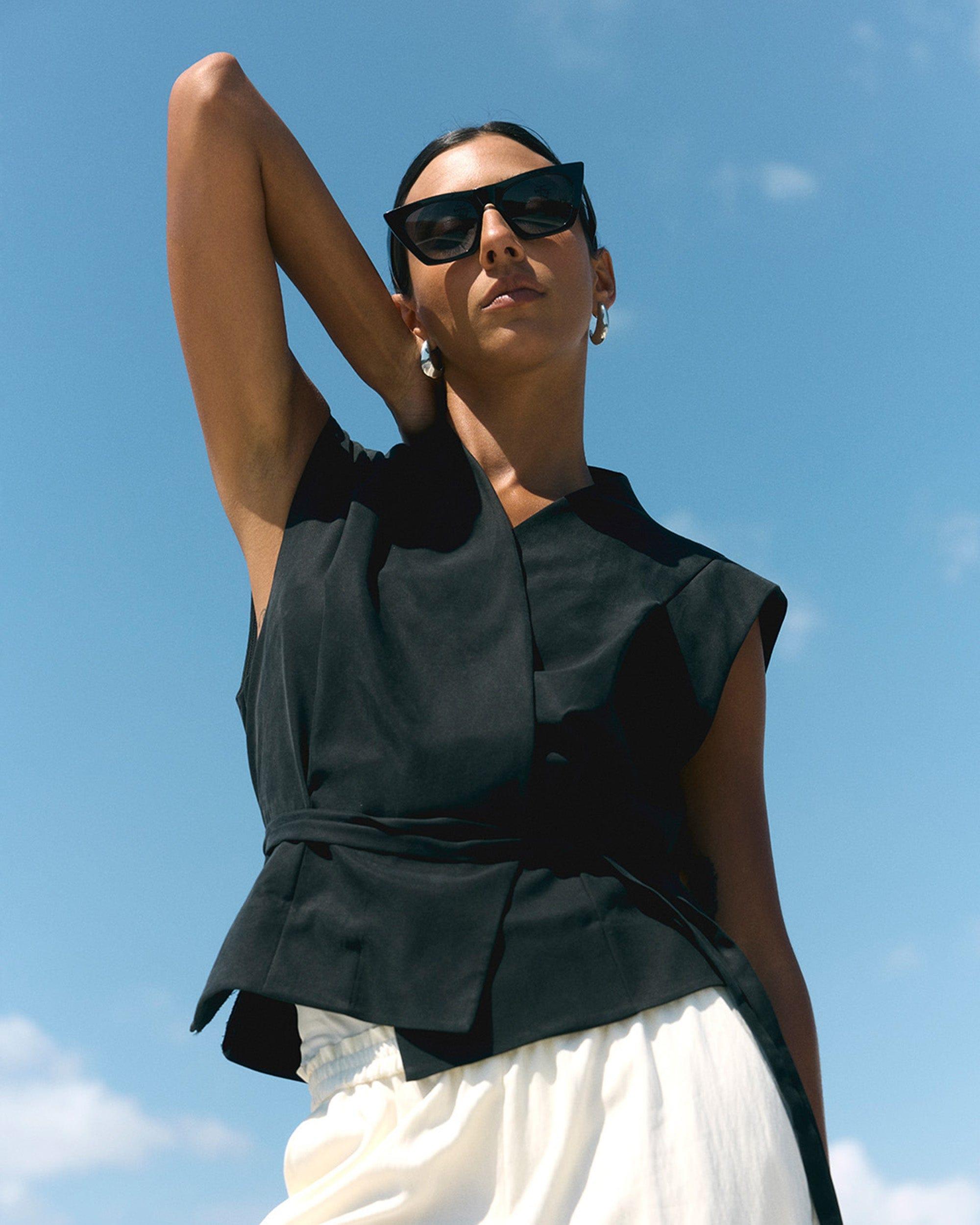 Leandra Tencel-Blend Wrap Vest Product Image