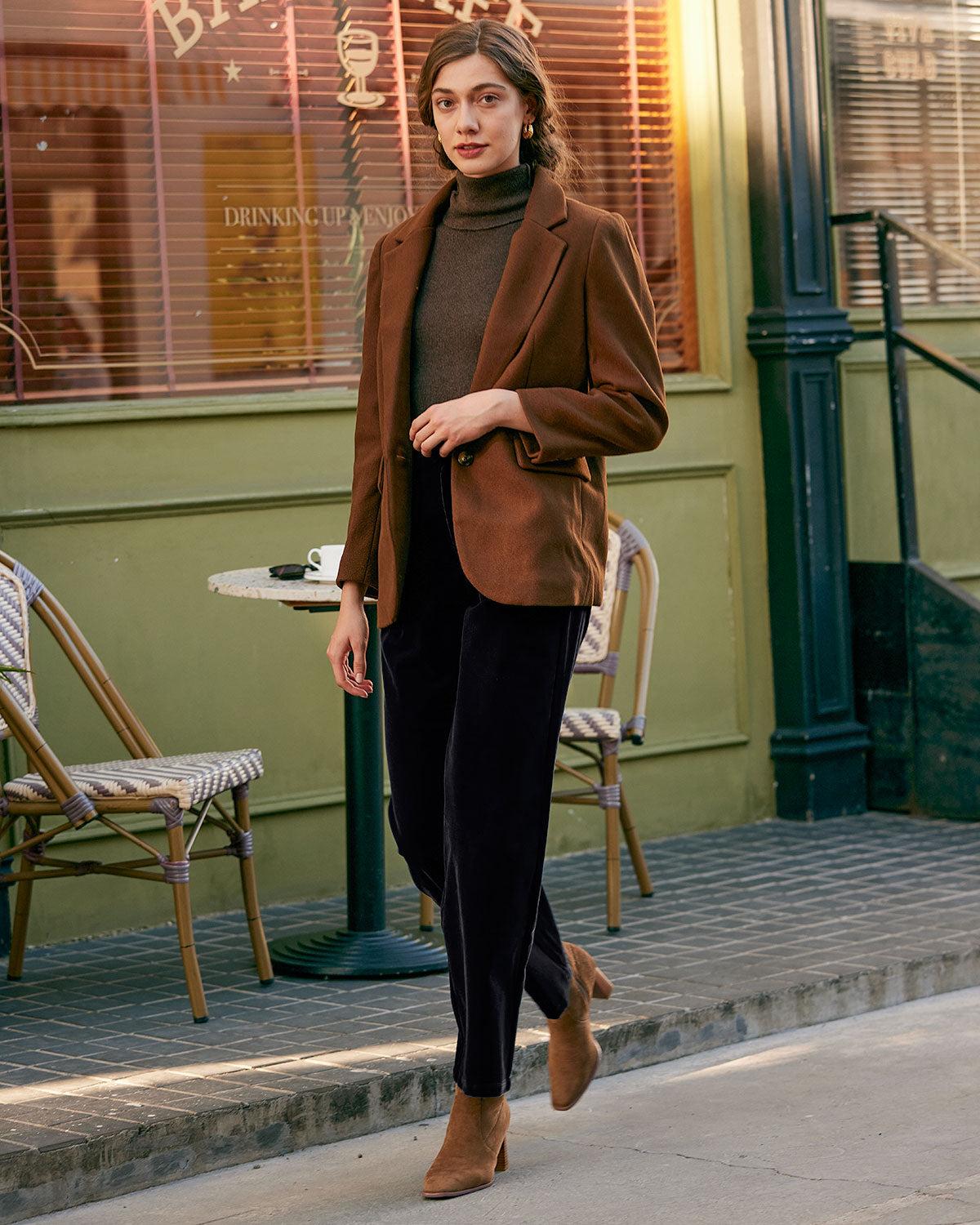 Black High Waisted Pleated Wide Leg Pants Female Product Image