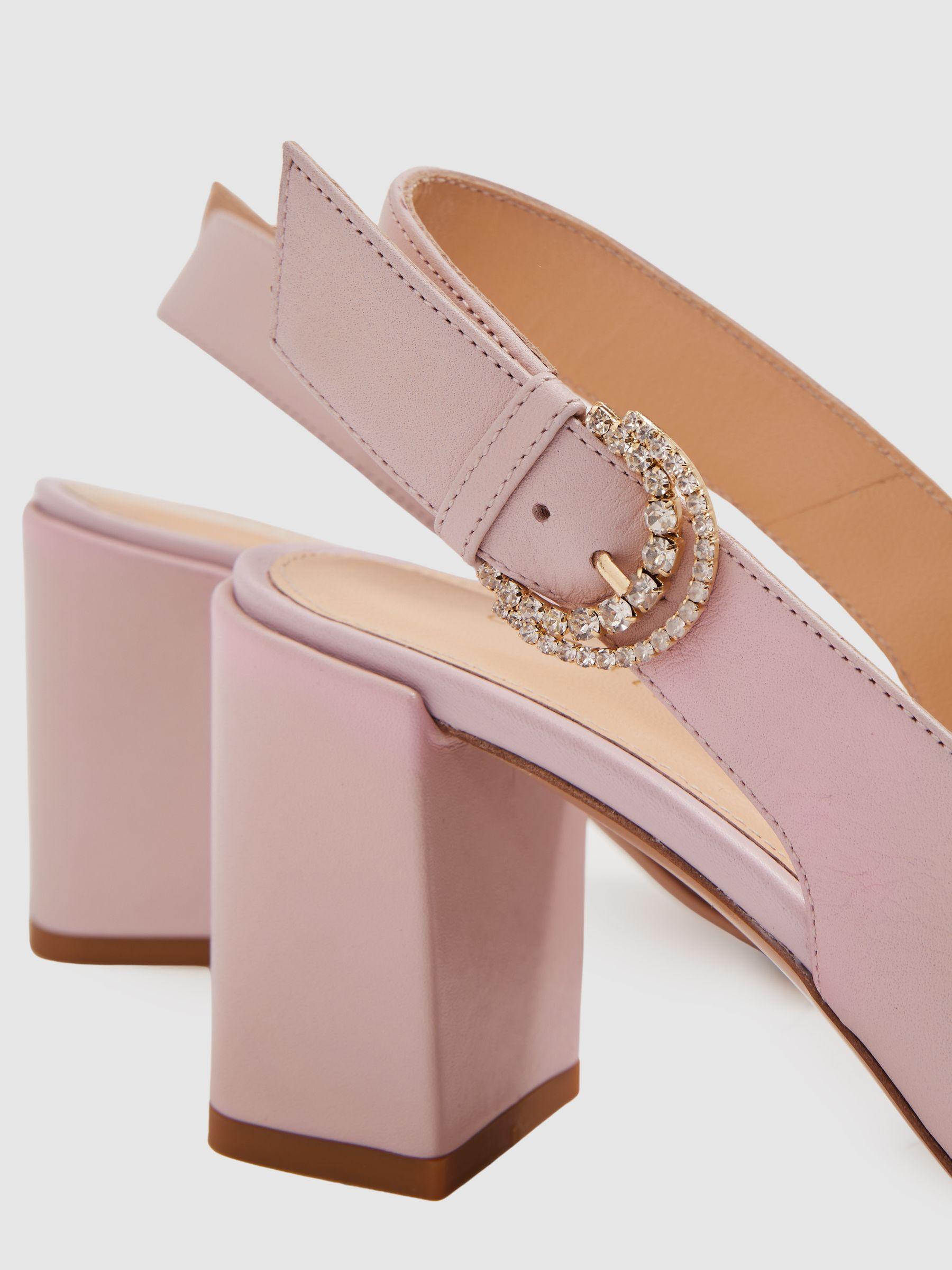Camilla Elphick Soft Pink Camilla Elphick Leather Slingback Heels Product Image