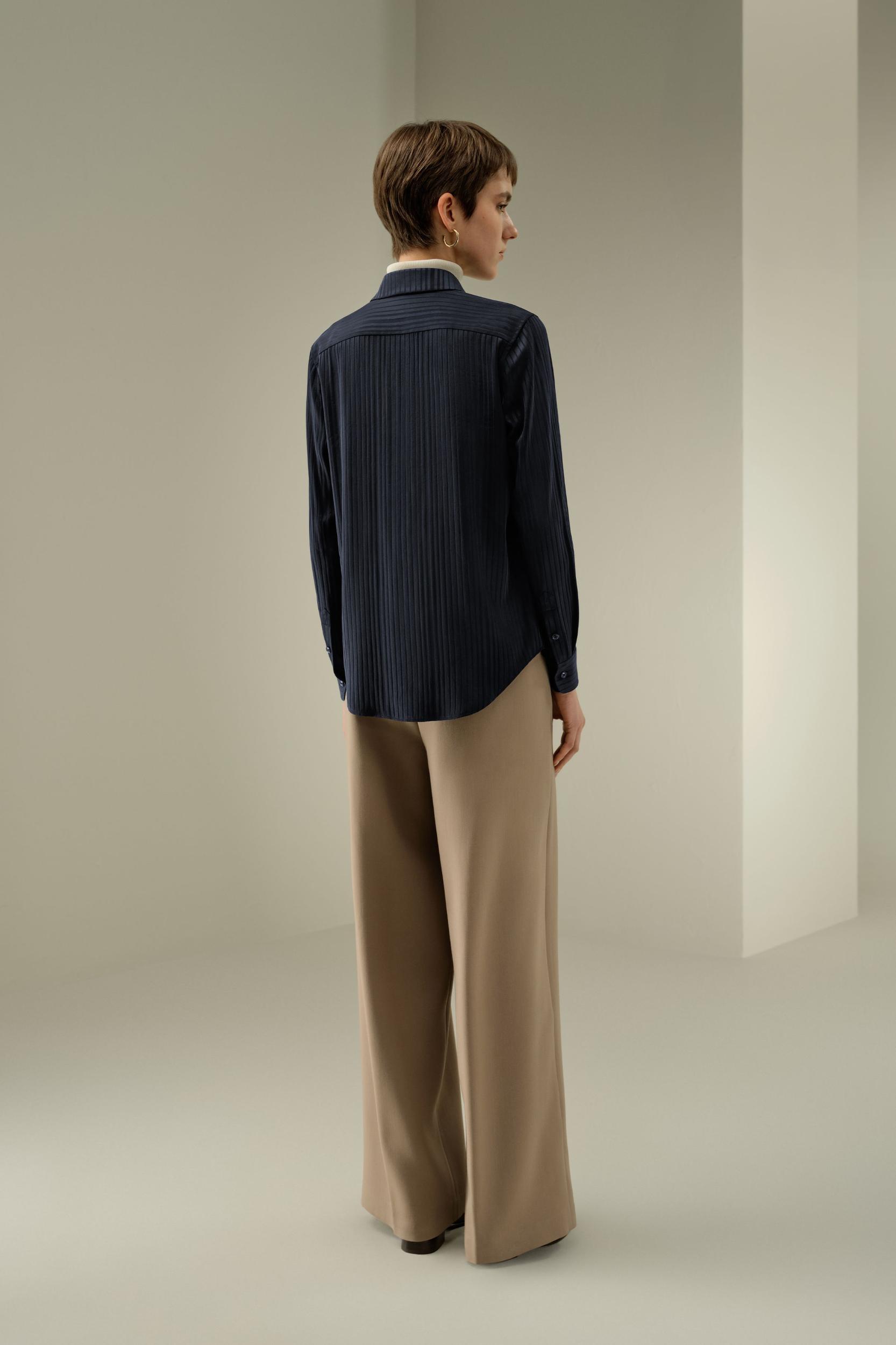 Stretched Jacquard Stripe Silk Shirt Product Image