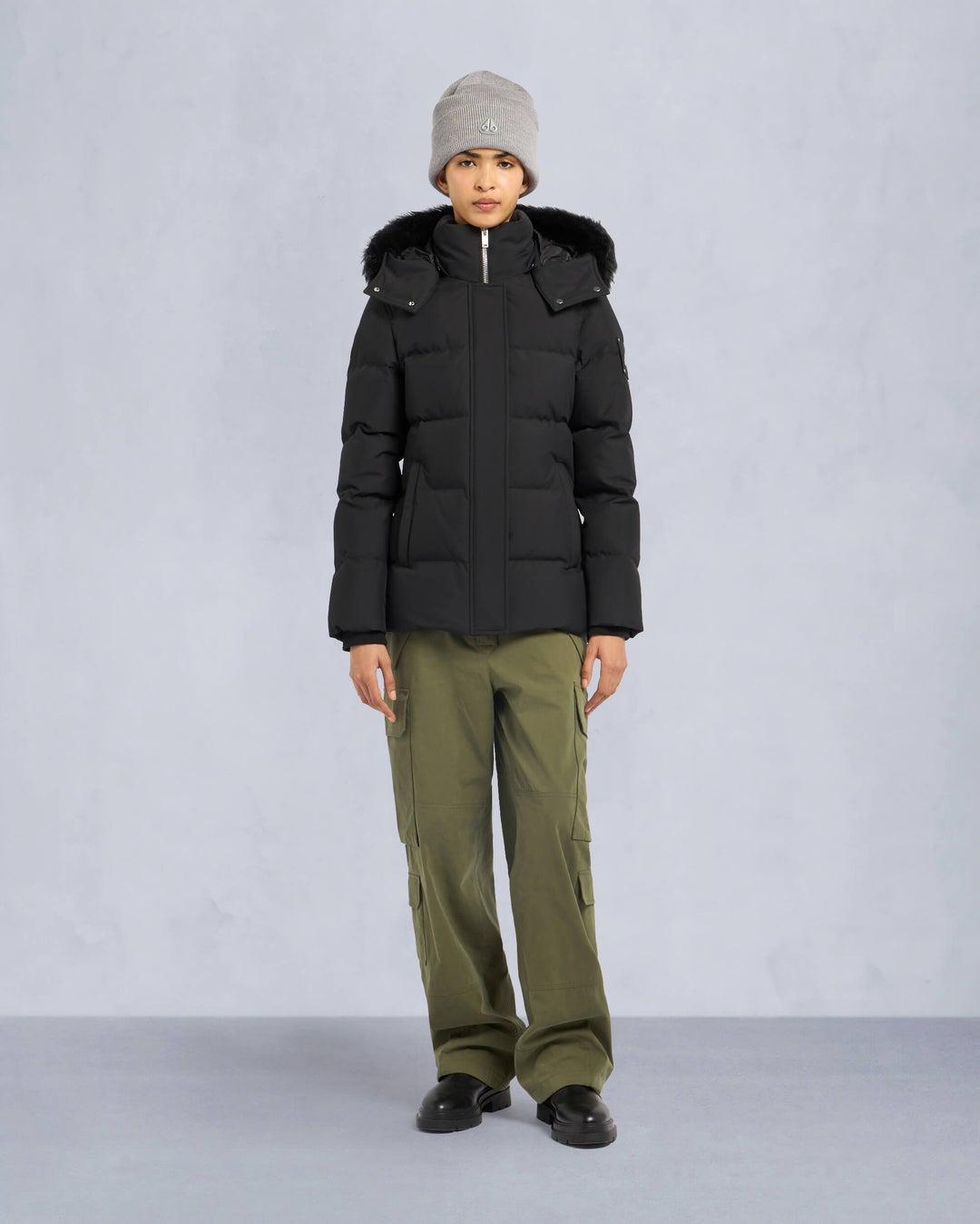 Moose Knuckles Womens Cloud 3Q Jacket in Black with Black Shearling Product Image