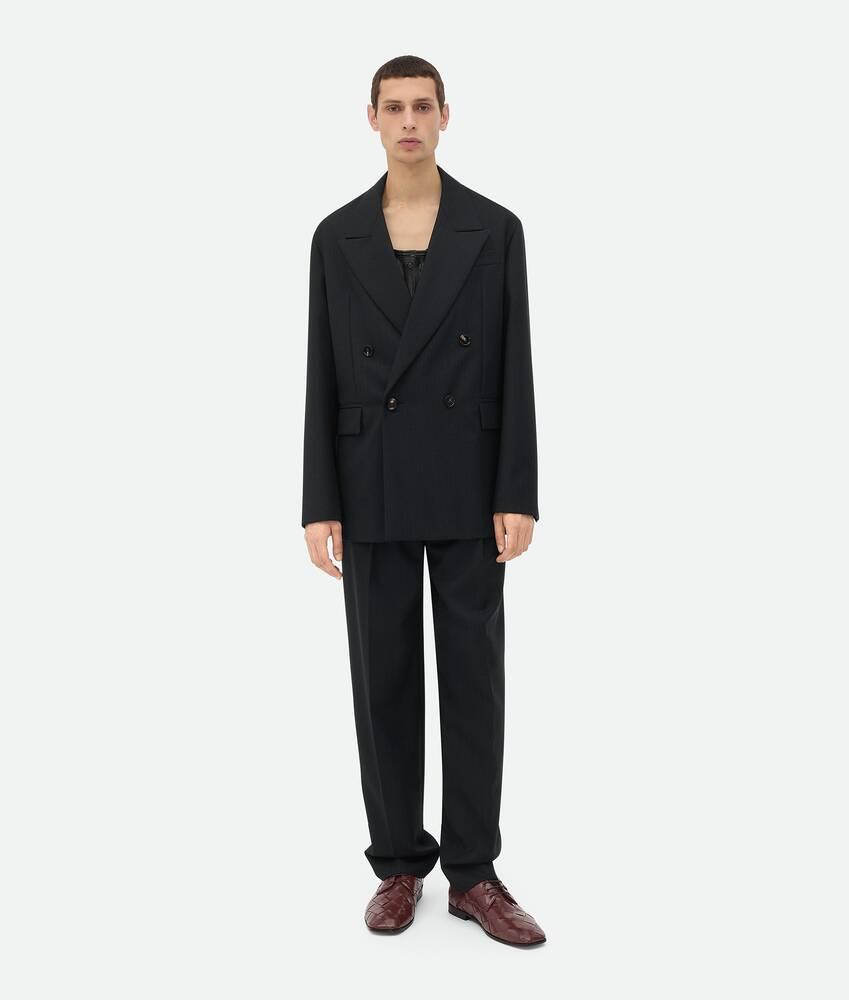 Men's Striped Wool Jacket in Black/dark blue Product Image