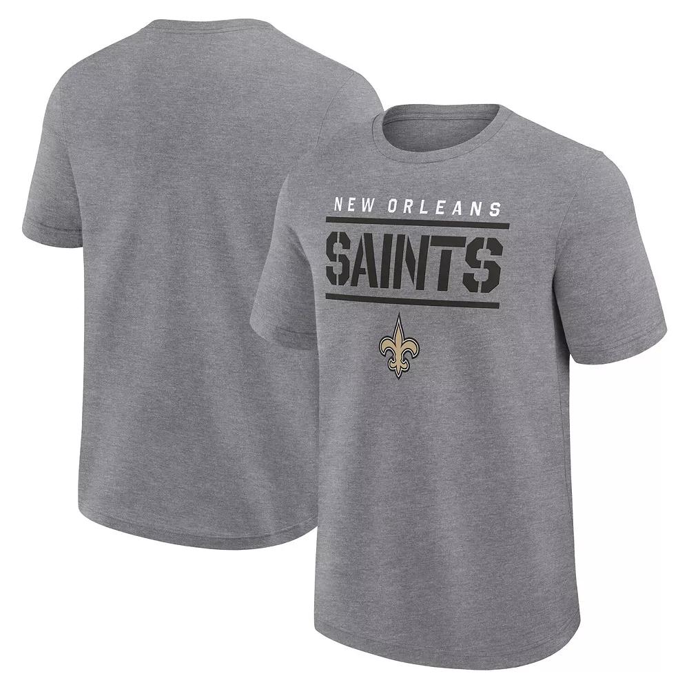 Men's Fanatics Heather Gray New Orleans Saints Big & Tall Top Notch T-Shirt, Size: 2XB, Grey Product Image
