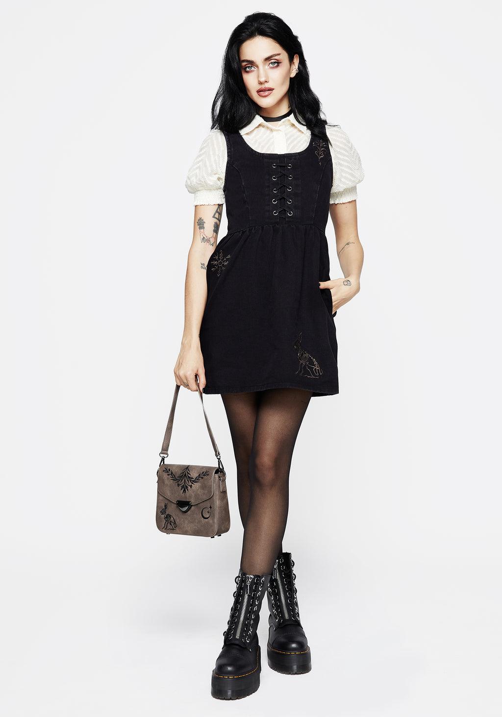 Hester Embroidered Lace Up Corset Mini Dress Product Image