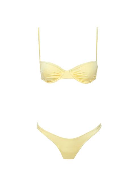 Sadley High Cut Shine Bikini Bottoms Lemon Product Image