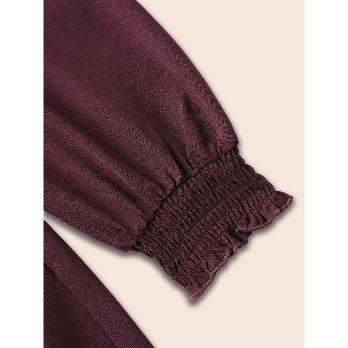 Plus Size Floral Embroidered Crochet Lace Midi Dress Eggplant Women Resort Woven ribbon&lace trim V-neck Long Sleeve Curvy BloomChic 30/6X Product Image