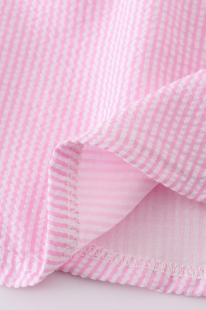 Pink seersucker animal embroidery set Product Image