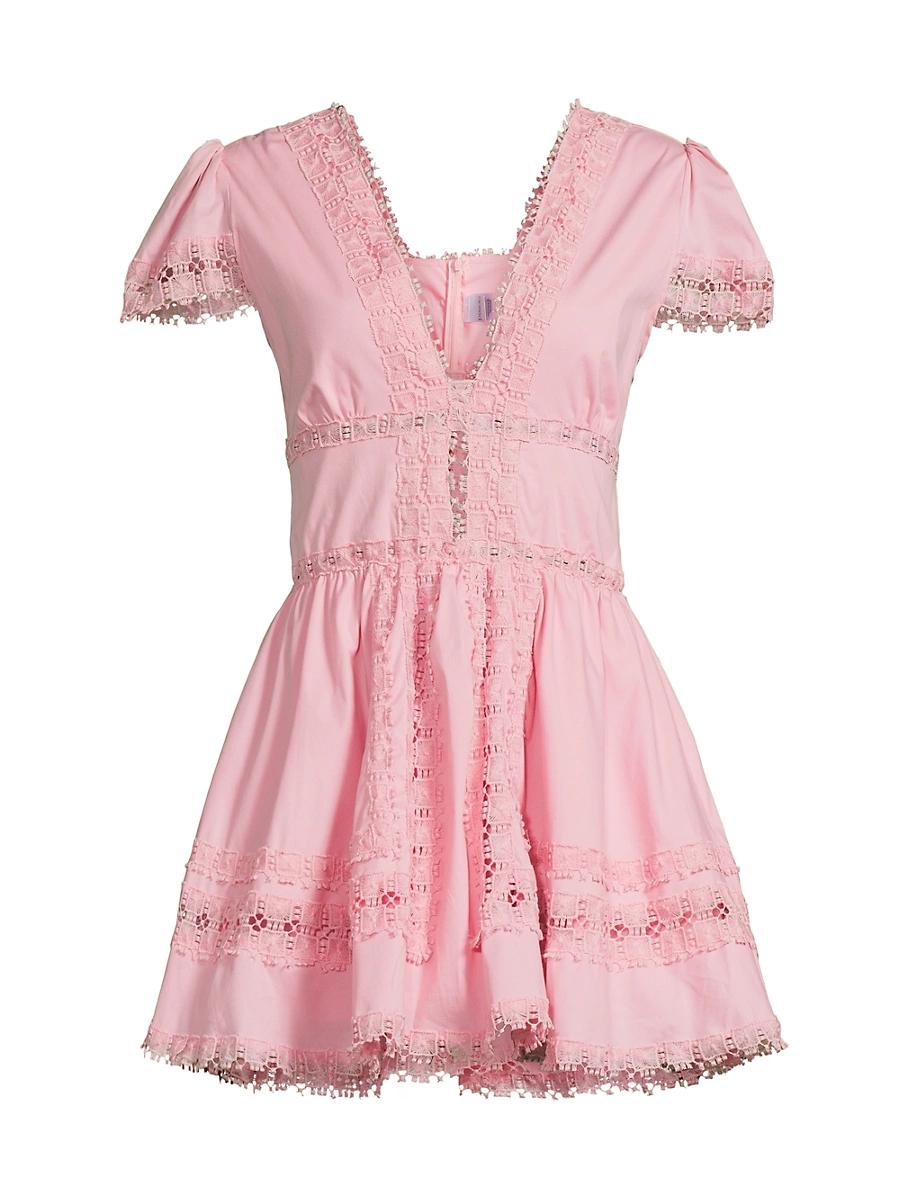 Womens Piper Lace-Trimmed Cotton Minidress Product Image