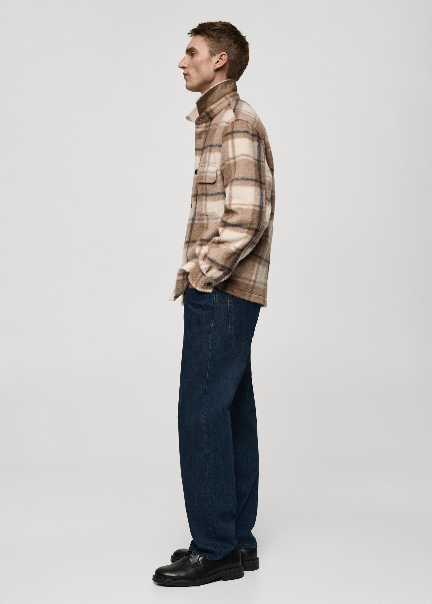 Check flannel textured overshirt - Men | MANGO USA Product Image
