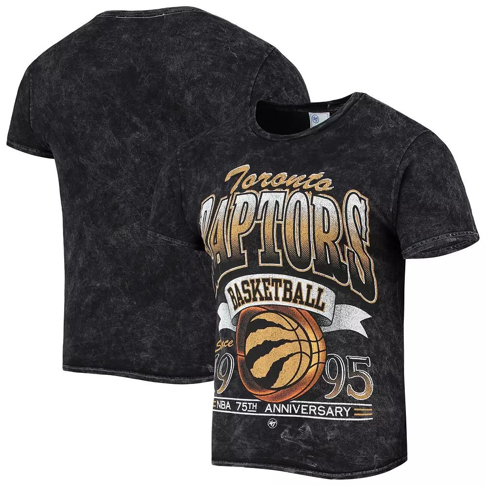 Men's '47 Black Toronto Raptors 75th Anniversary City Edition Mineral Wash Vintage Tubular T-Shirt,  Product Image