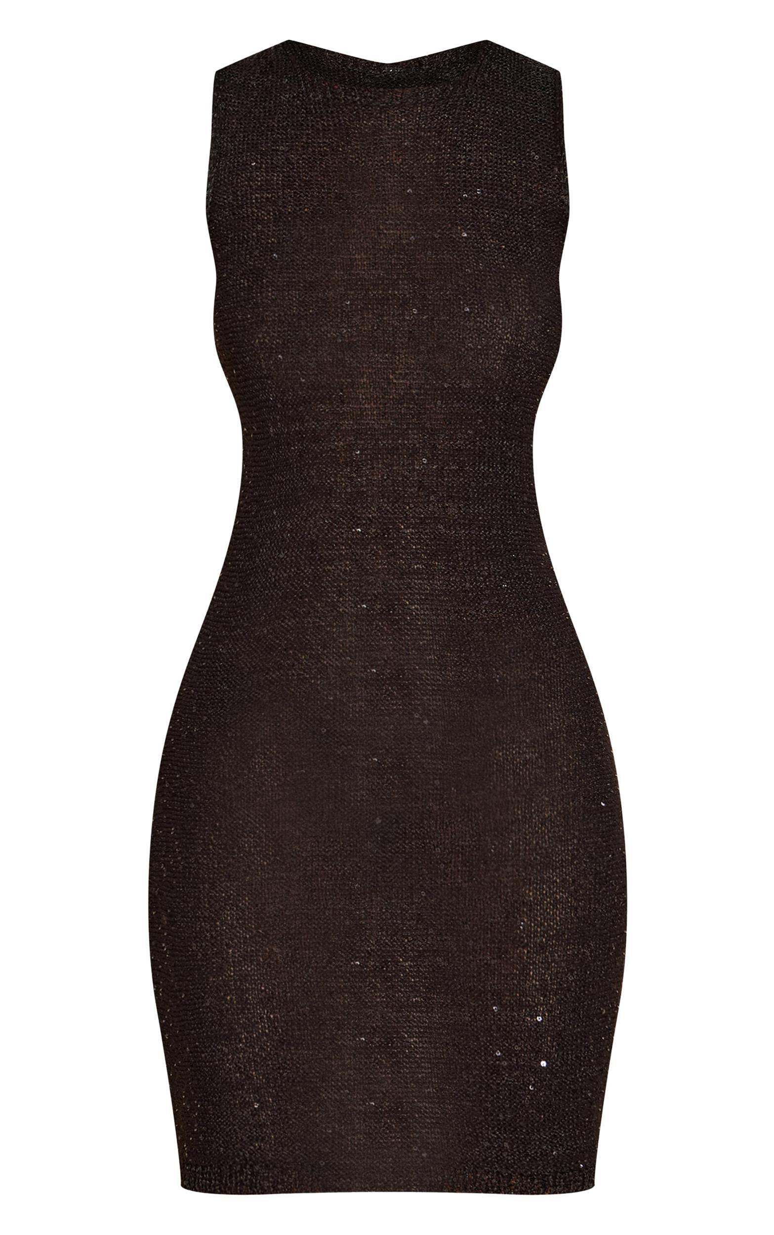 Petite Black Knitted Sleeveless Mini Dress Product Image