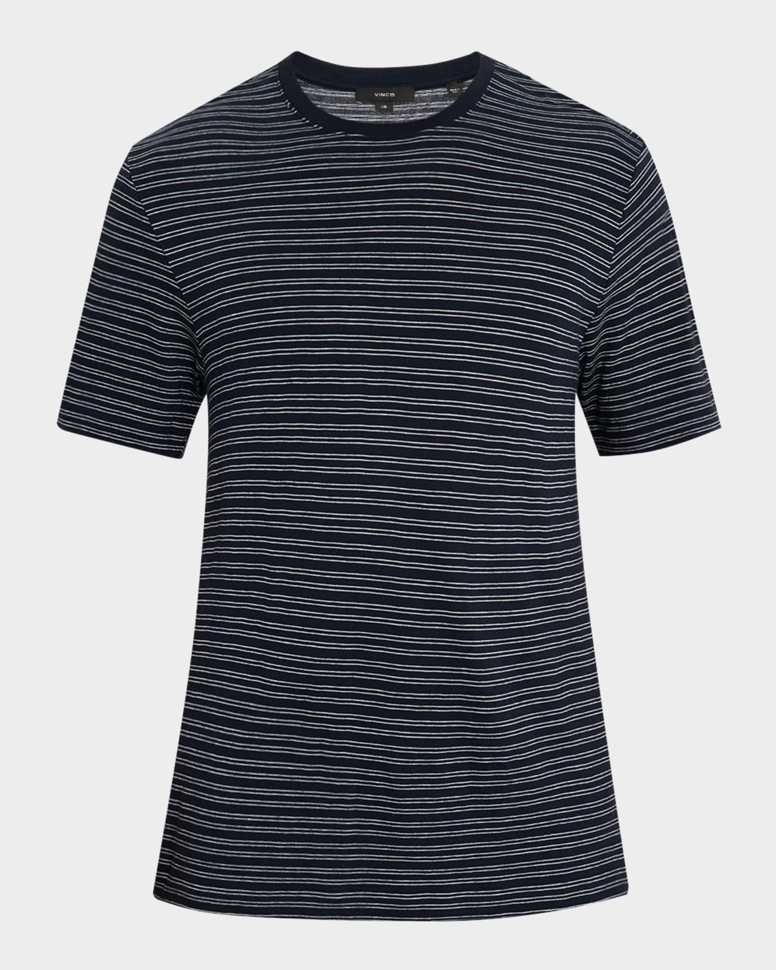 Men's Cotton Thin Stripe Crewneck T-Shirt Product Image