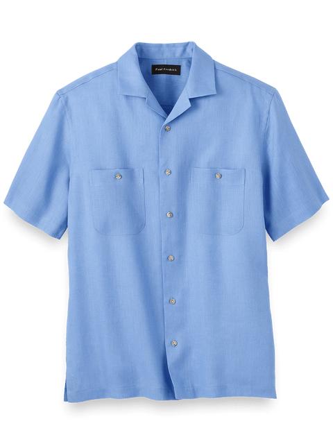 Linen Solid Casual Shirt - Light Blue Product Image