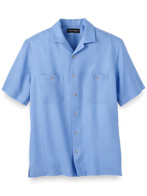 Linen Solid Casual Shirt - Light Blue Product Image