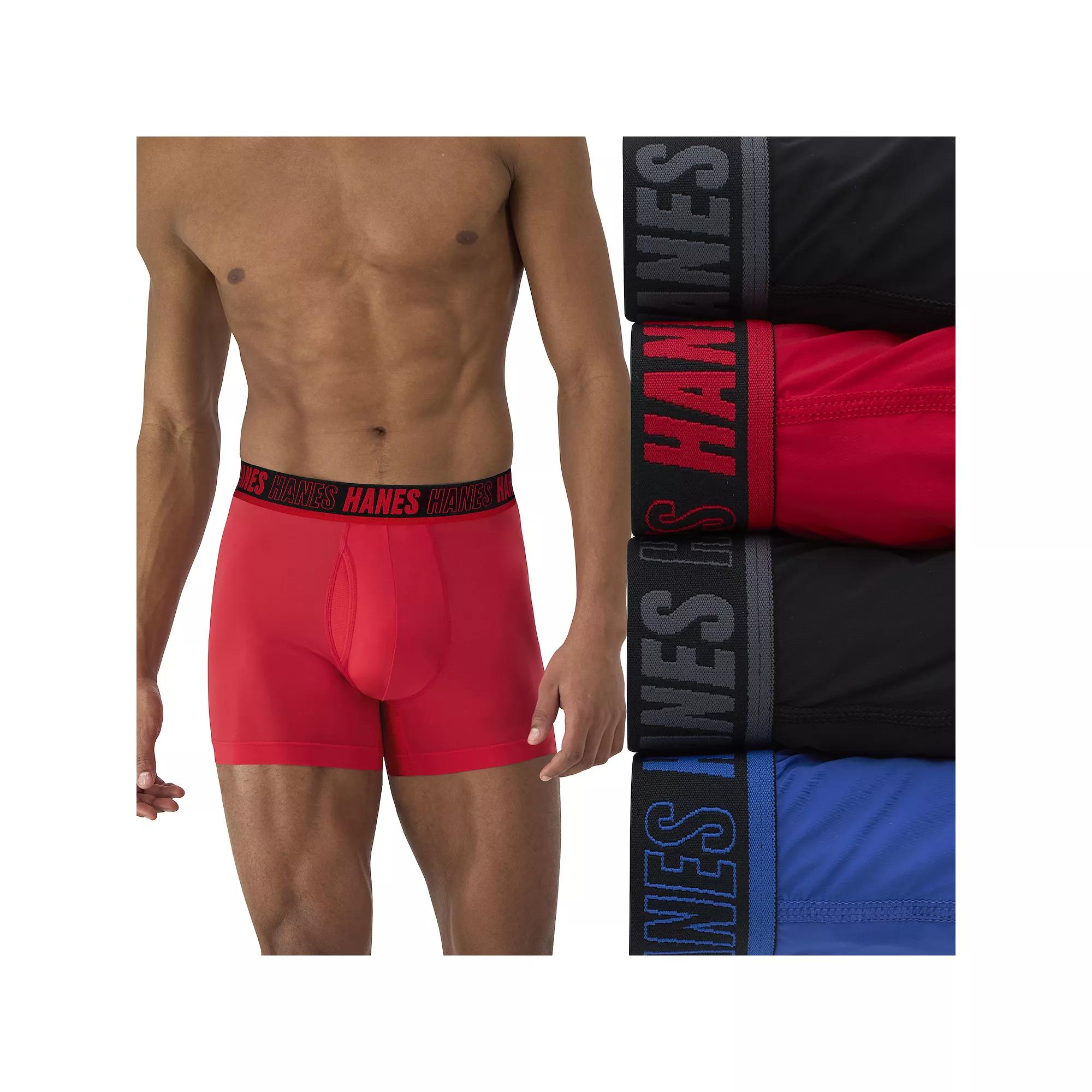 Men's Hanes® 4 Pack Moves Ultimate X Temp Total Support Pouch Anti Chafe Trunk Underwear,  Product Image