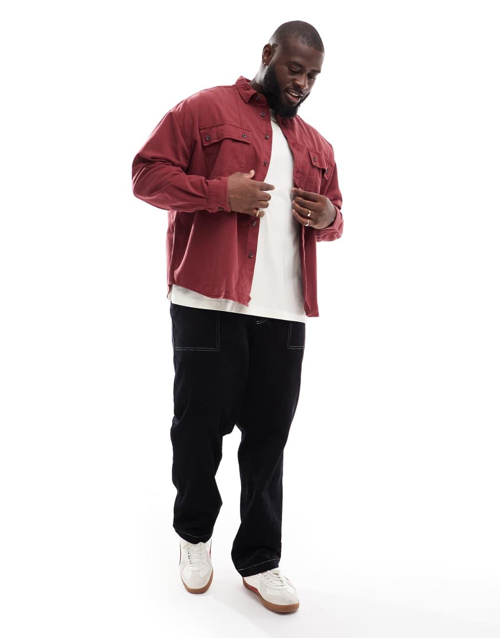 ASOS DESIGN straight leg cord pants with contrast stitch in black   | ASOS Product Image