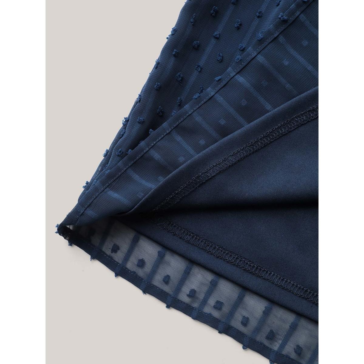 Plus Size Textured Lace Detail Neck Tie Sleeveless Top Women DarkBlue Timeless Woven ribbon&lace trim Flat collar with V-notch Elegant Tank Tops Camis BloomChic 12/L Product Image