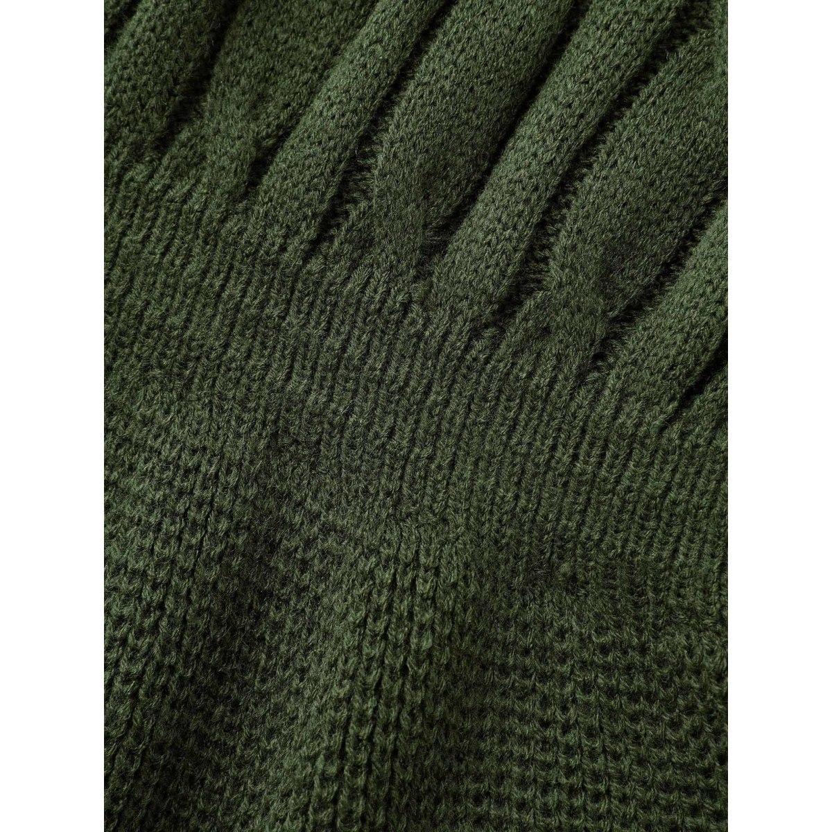 Plus Size Texture Cable Knit Button Detail Pullover ArmyGreen Women Timeless Bodycon Long Sleeve V-neck Elegant Pullovers BloomChic 12/L Product Image