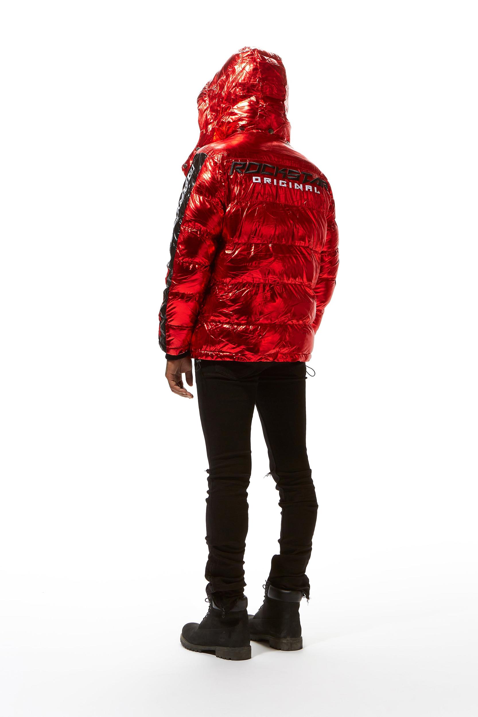 Metallic Red Alasia Puffer Jacket Male Product Image
