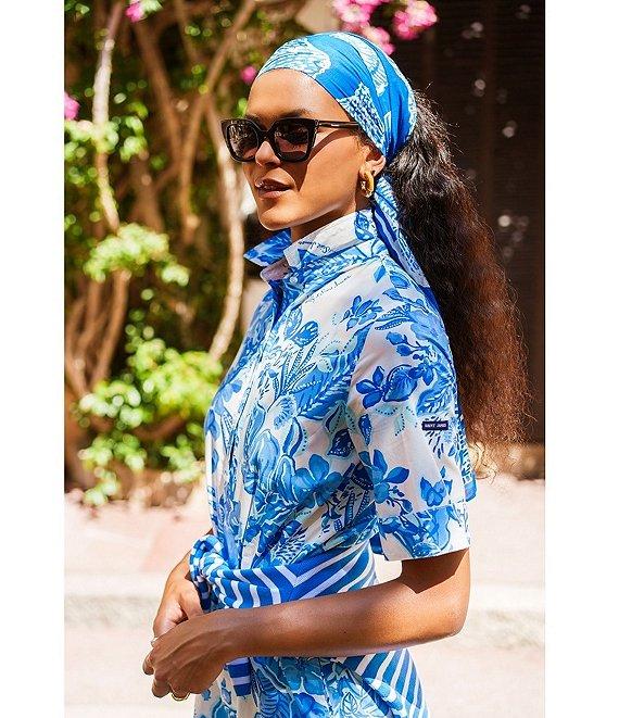 Lilly Pulitzer x Saint James Leonie Azure Soleil Print Short Sleeve Cotton Shirt Dress Product Image