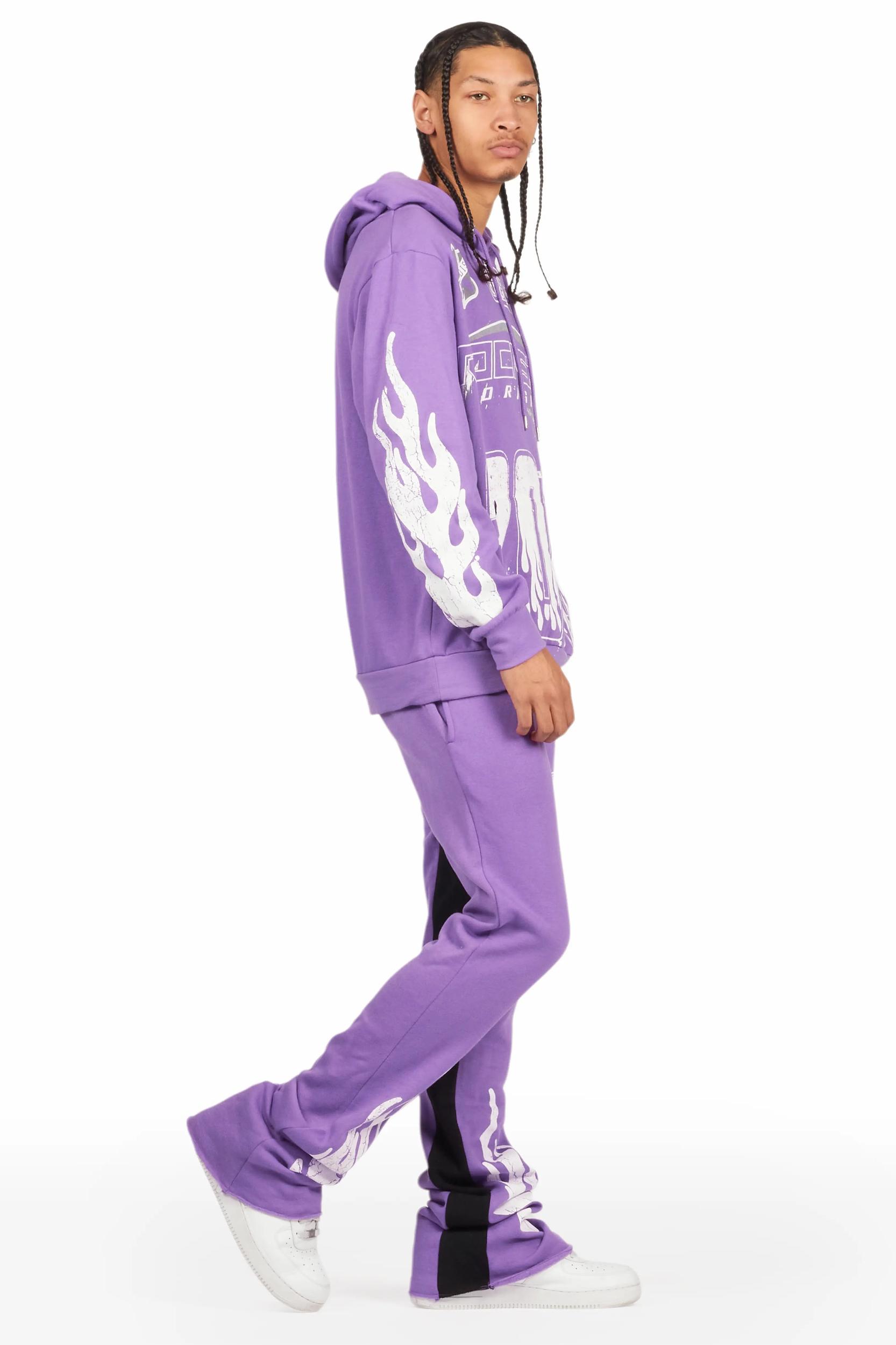 Amos Purple Hoodie/Baggy Track Pant Set Male Product Image