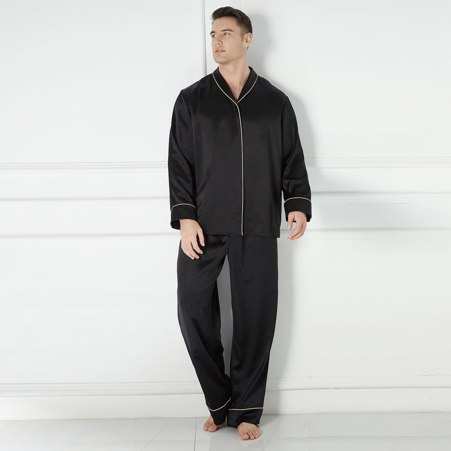Daffodils Pure Silk Long Sleeve Pajama Set for Men Product Image