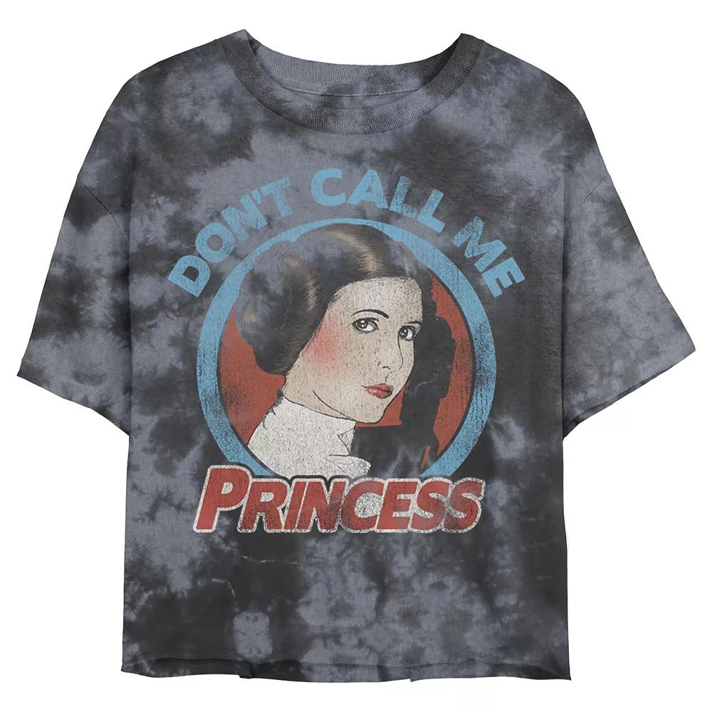 Juniors' Star Wars Princess Leia "Don't Call Me Princess" Wash Crop Tee, Girl's, Size: XL, Black Grey Product Image