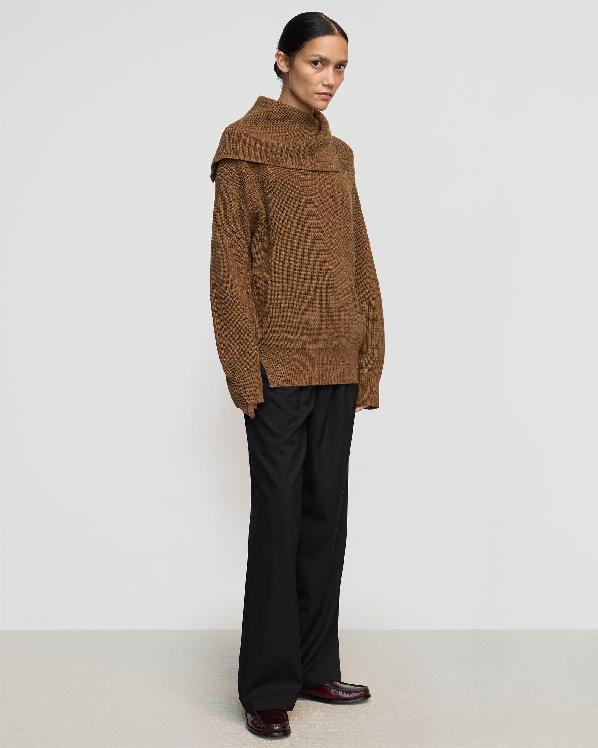 Ezra Organic Cotton-Wool Foldover-Collar Sweater Product Image