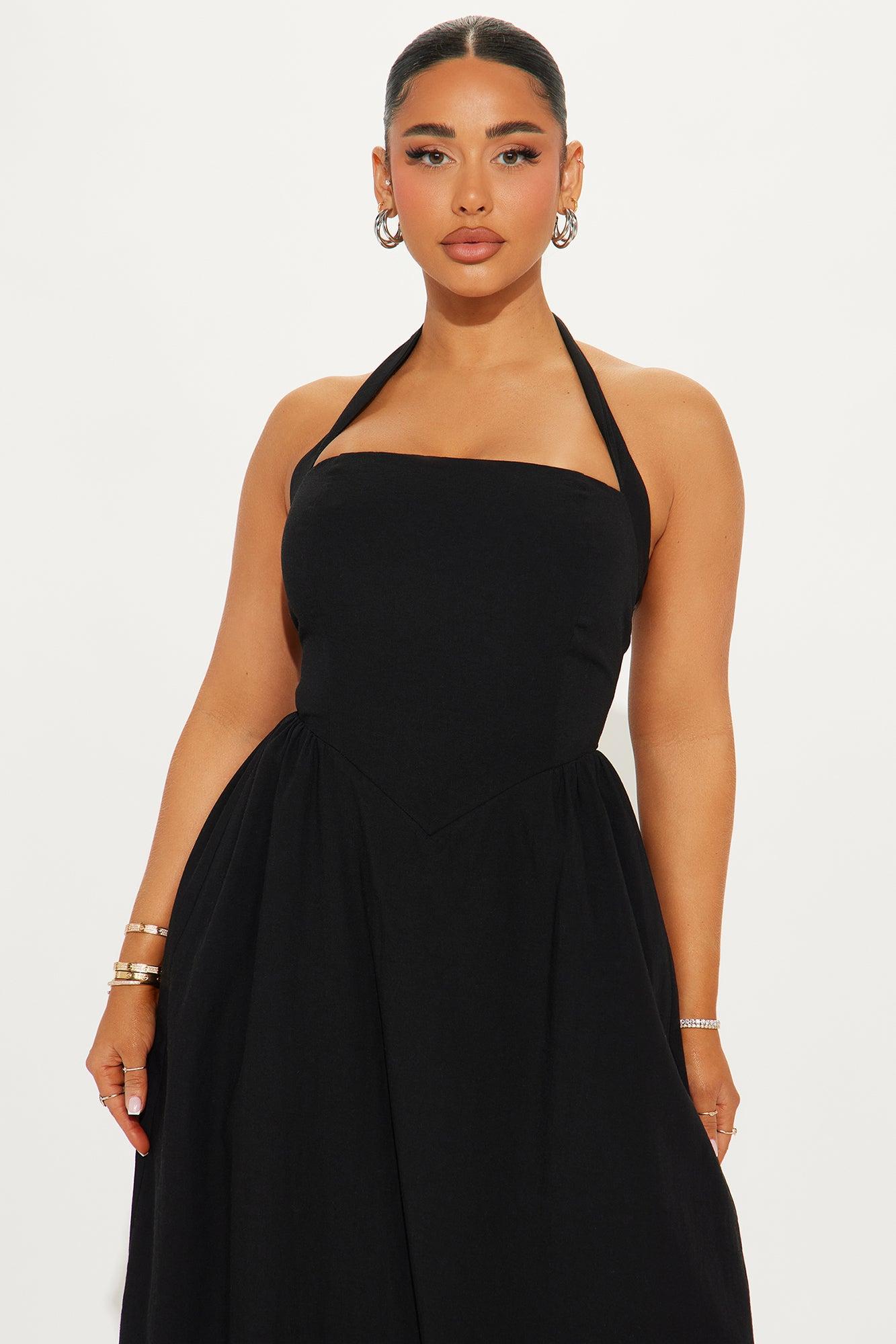 Brenda Halter Maxi Dress - Black Product Image