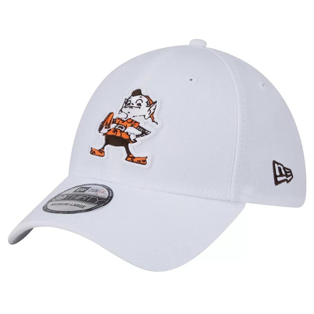 Men's New Era White Cleveland Browns Throwback 39THIRTY Flex Hat,  Product Image