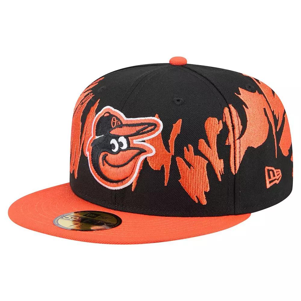 Men's New Era Black/Orange Baltimore Orioles Retro Pattern 59FIFTY Fitted Hat, Size: 7 3/8 Product Image
