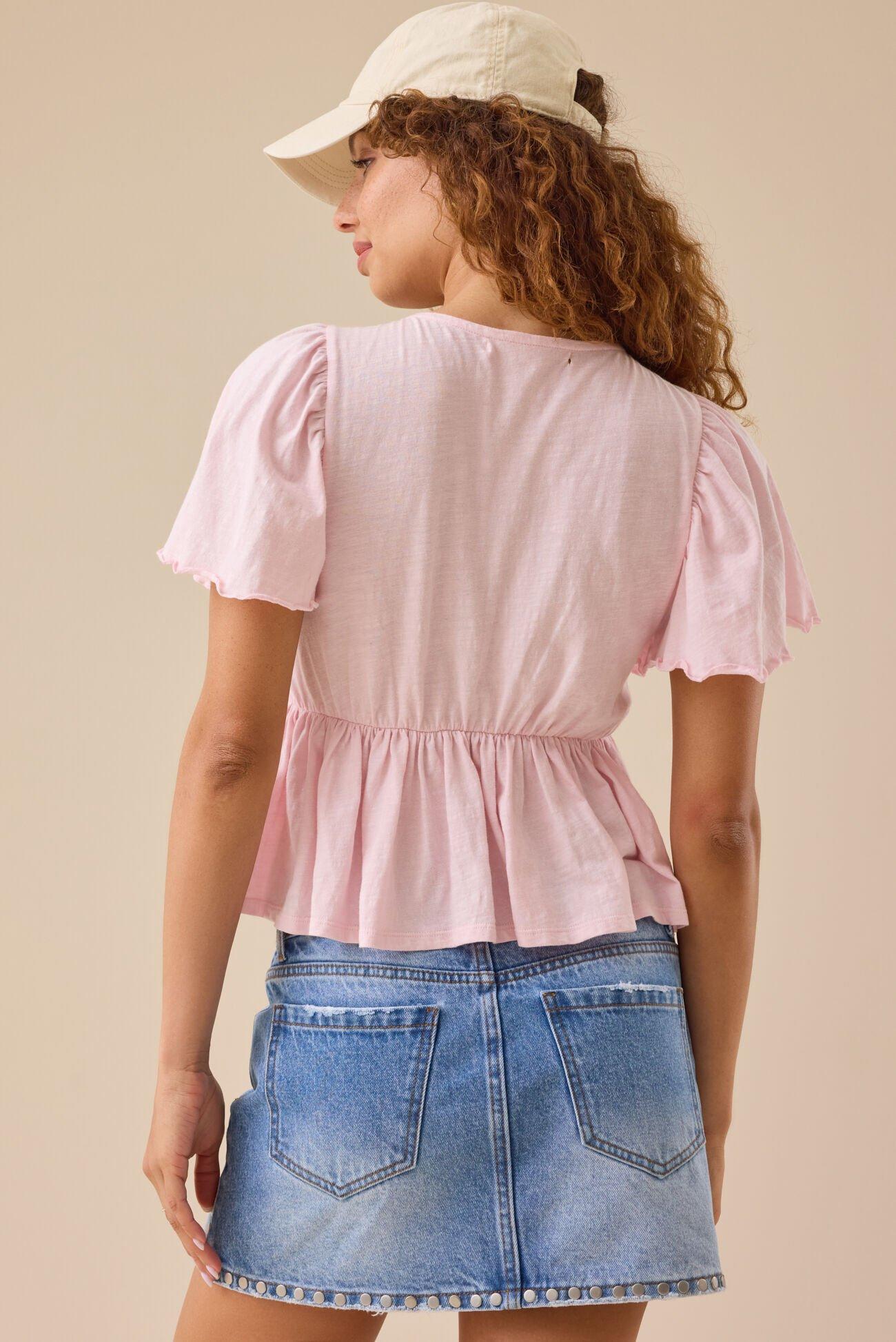 Millicent Lace Trim Peplum Top Product Image