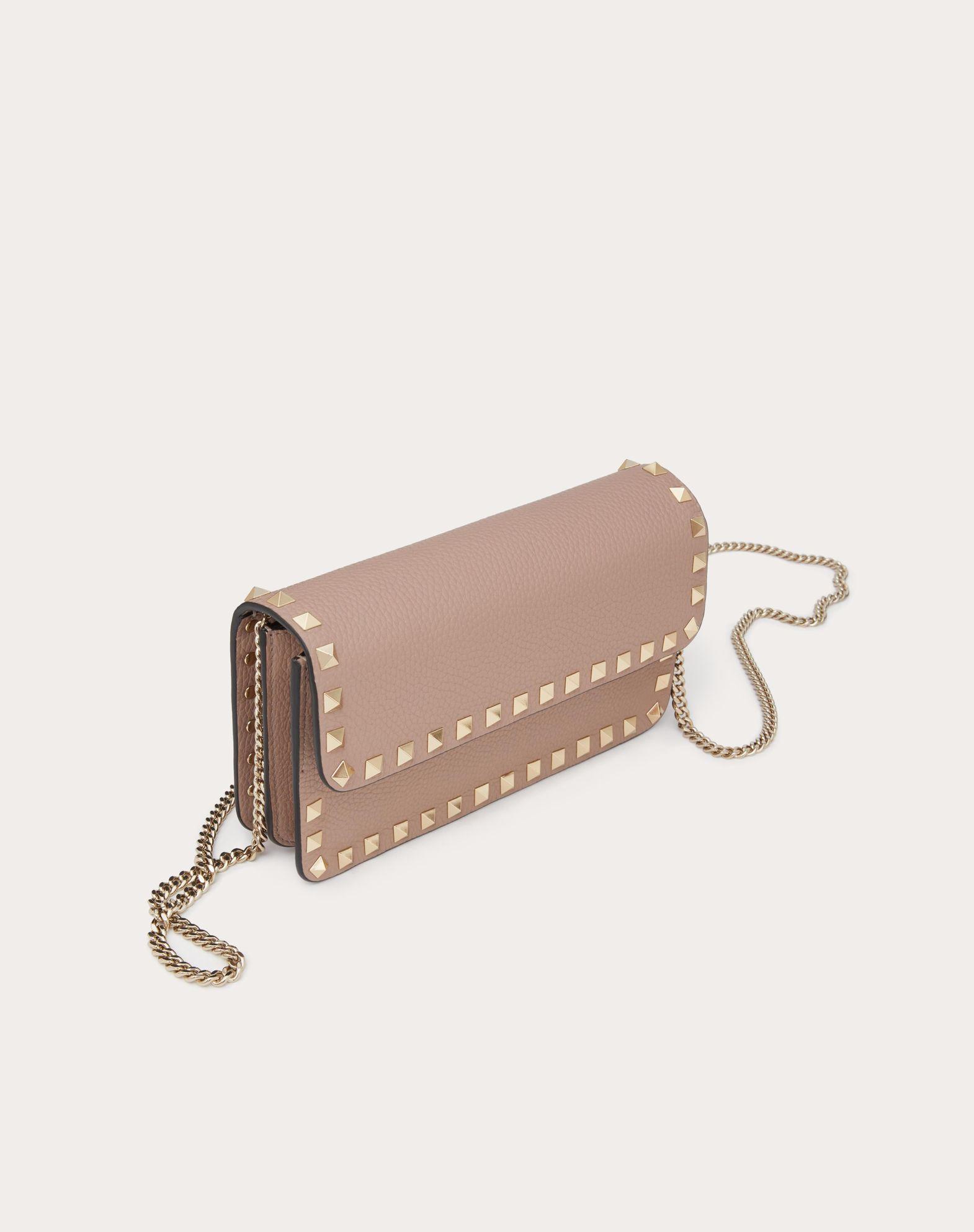 Rockstud Grainy Calfskin Chain Pouch  Product Image