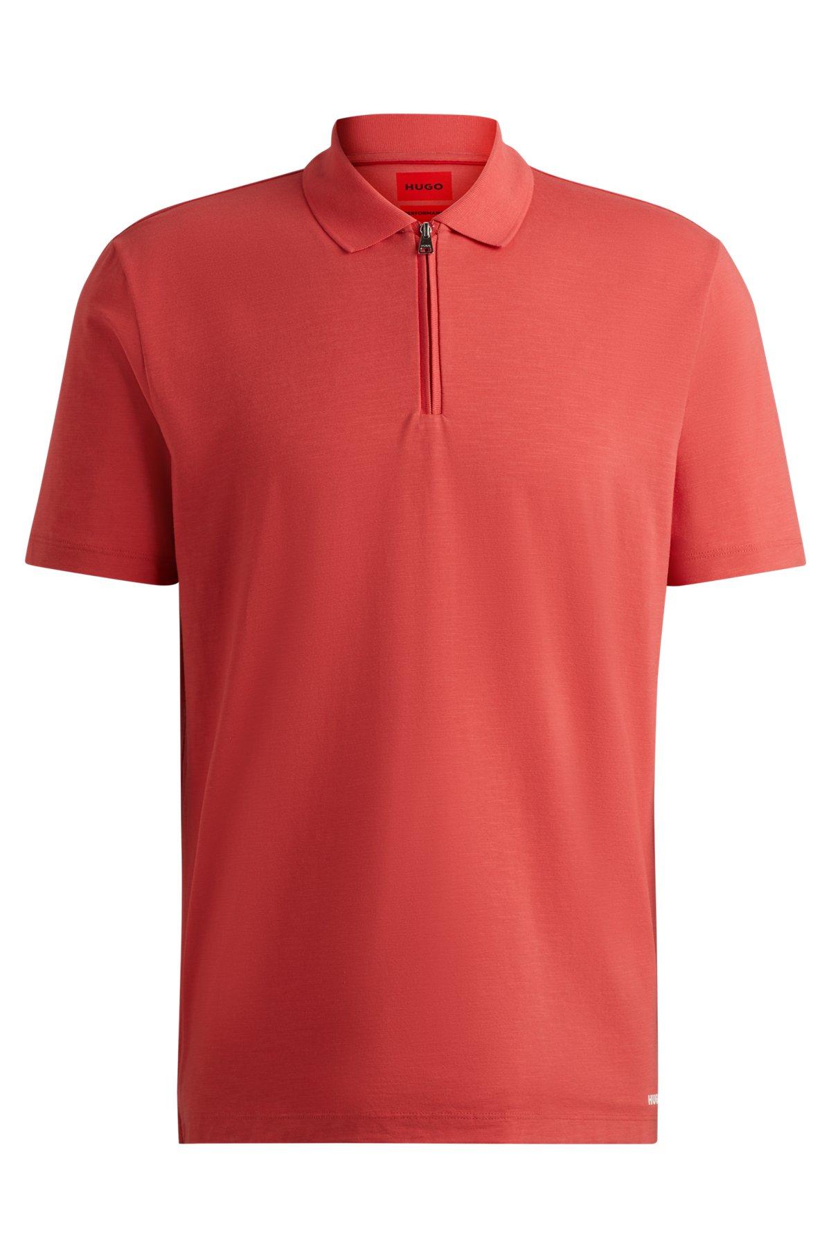 Cotton-blend polo shirt with zip placket Product Image