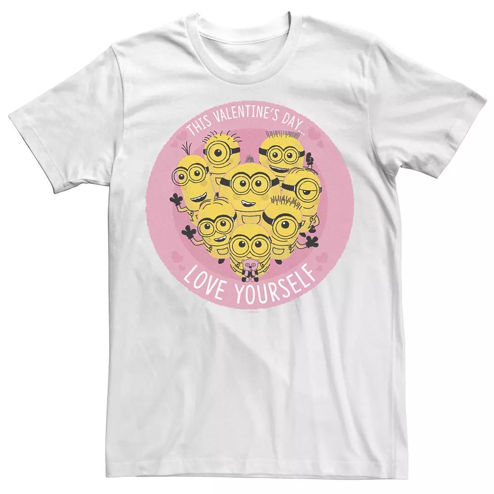 Men's Minions This Valentine's Day Love Yourself Group Shot Tee, Size: XL, White Product Image