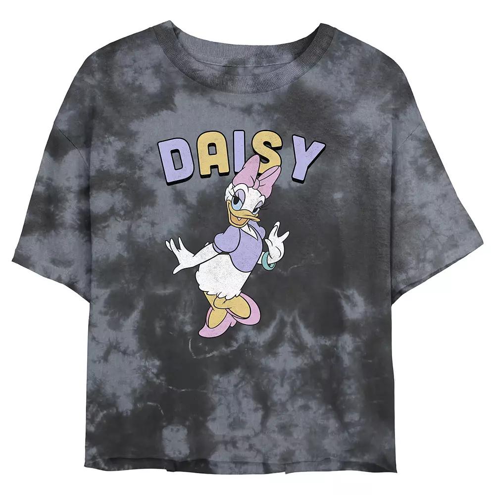 Juniors' Disney Mickey Mouse & Friends Daisy Duck Simple Portrait Wash Crop Tee, Girl's, Size: Medium, Black Grey Product Image