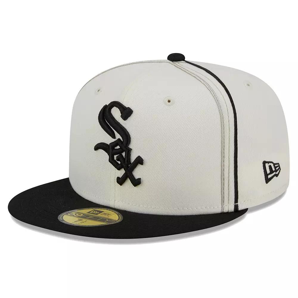 Men's New Era Cream/Black Chicago White Sox Chrome Sutash 59FIFTY Fitted Hat,  Product Image