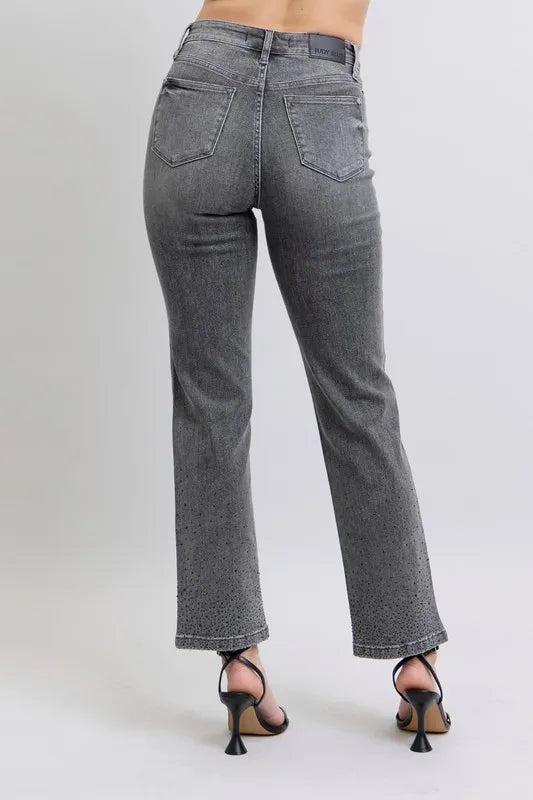 88919   Thelma Hi-Rise Rhinestone Straight Judy Blue Jeans Product Image