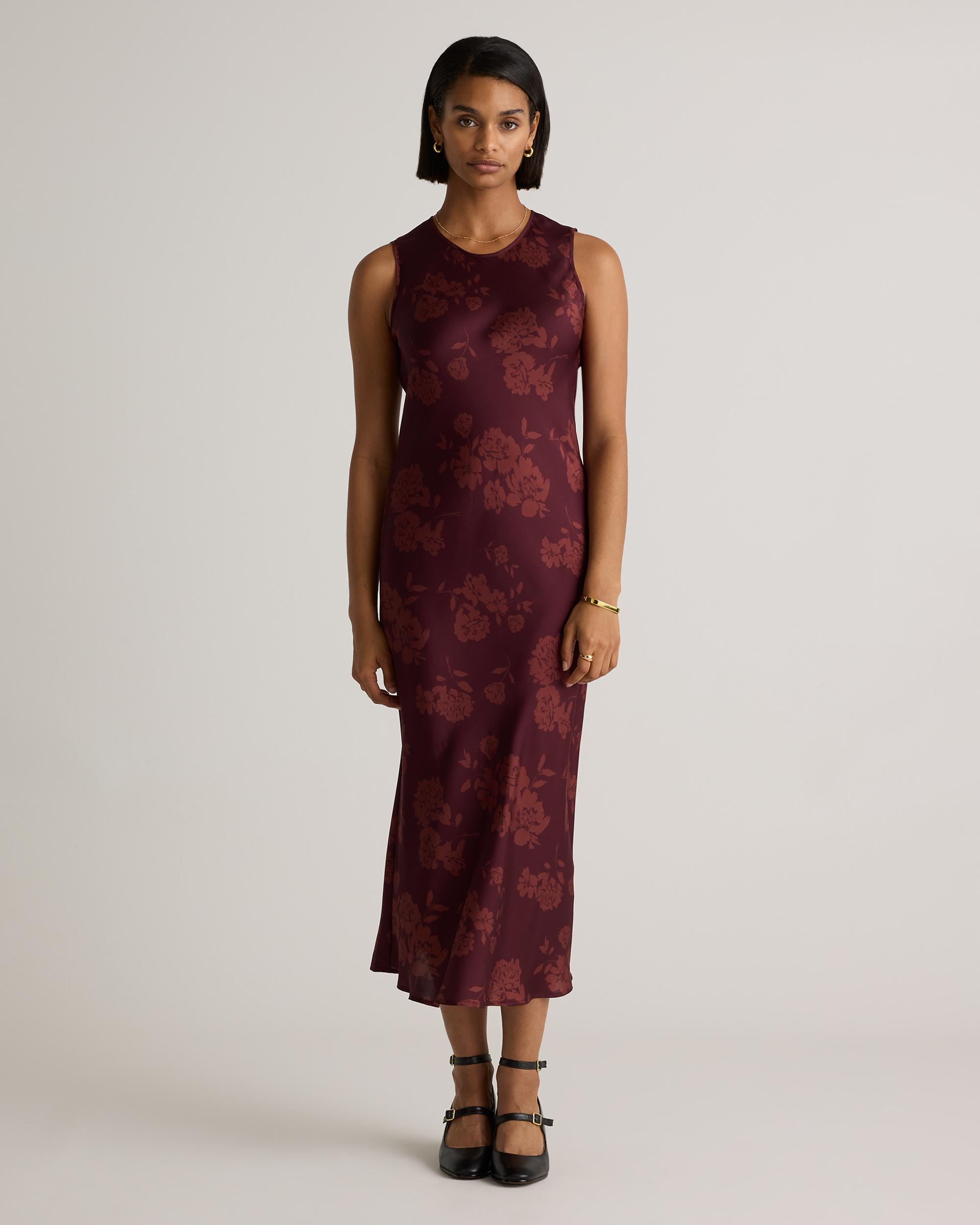 Quince | Women's Washable Stretch Silk Tank Top Midi Dress Product Image