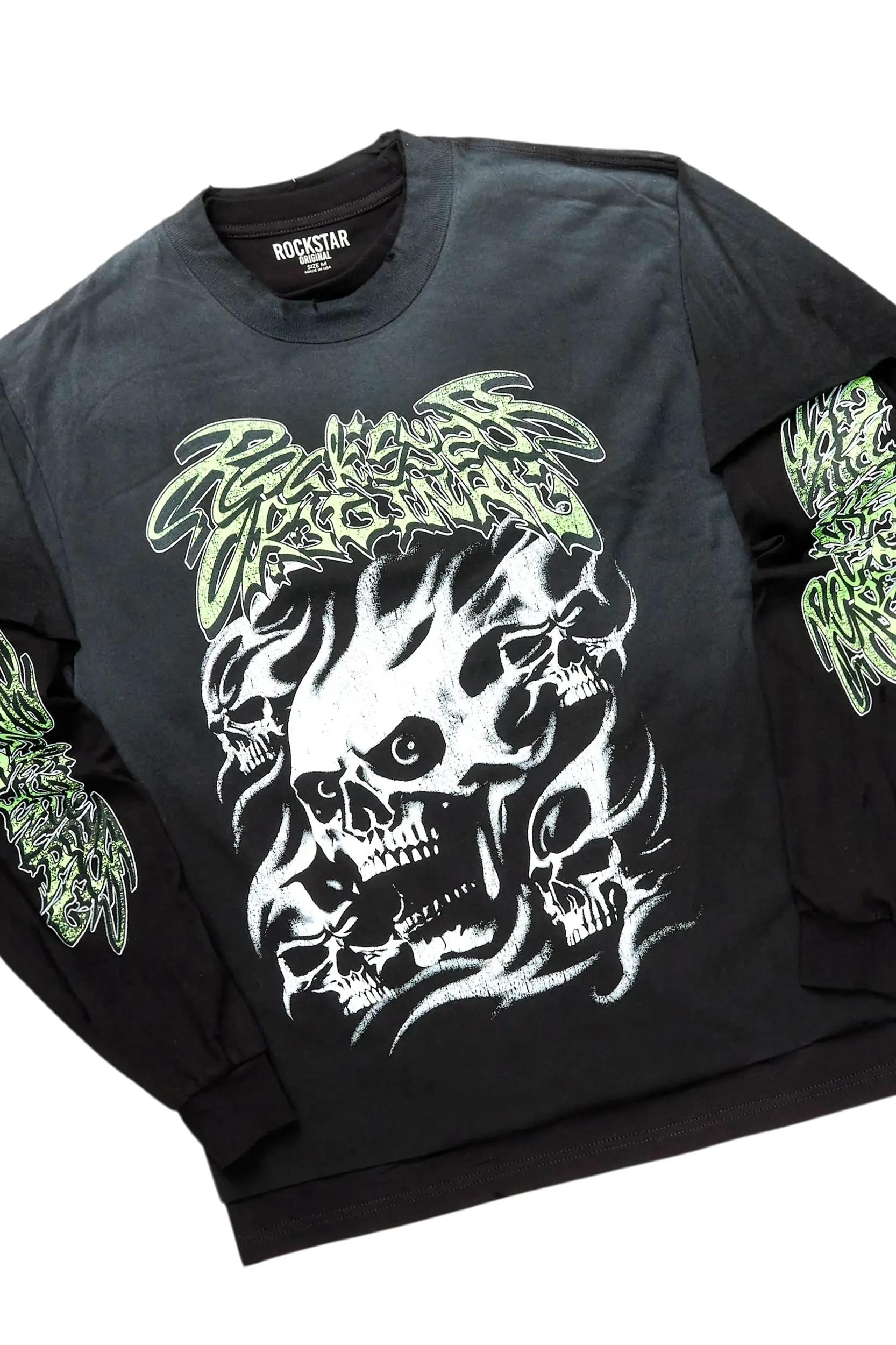 Schtupp Black Double Layer T-Shirt & Khaza Stacked Flare PU Jean Bundle Male Product Image