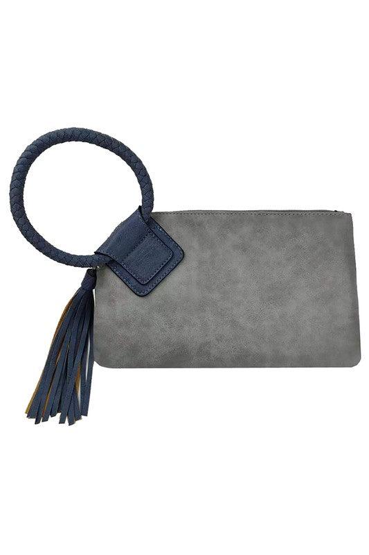 Fashion Cuff Handle Tassel Wristlet Clutch Product Image