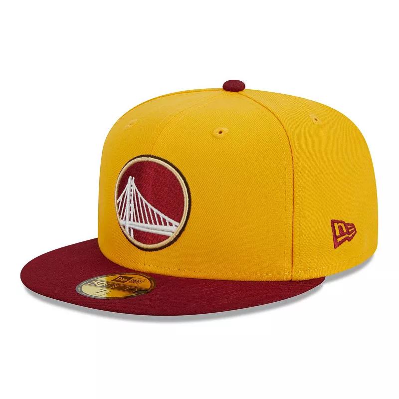 Men's New Era Yellow/Red Golden State Warriors Fall Leaves 2-Tone 59FIFTY Fitted Hat,  Product Image