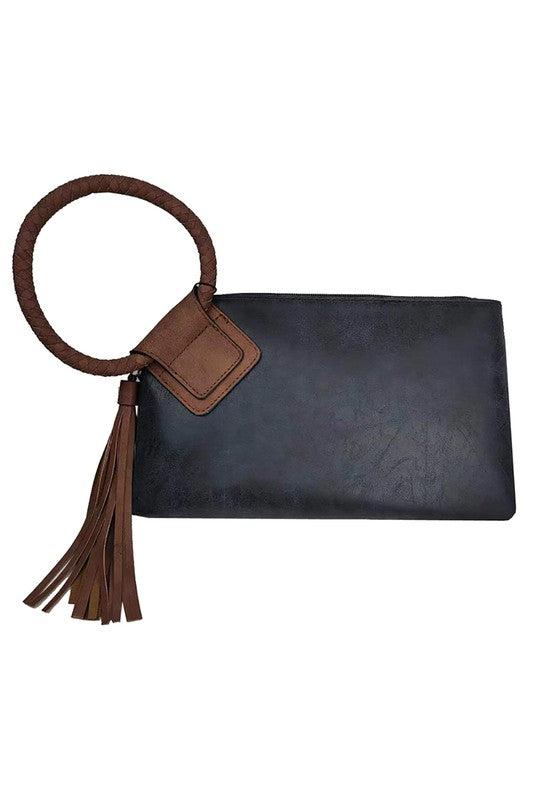 Fashion Cuff Handle Tassel Wristlet Clutch Product Image