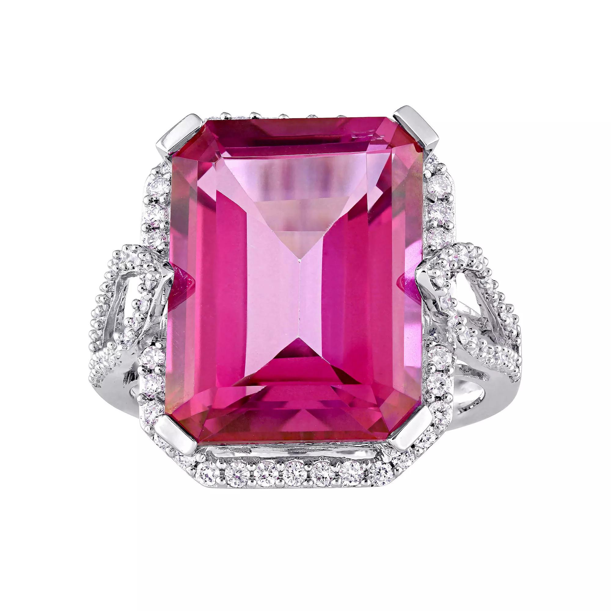 Stella Grace 14k White Gold Pink Topaz & 1/2 Carat T.W. Diamond Cocktail Ring, Women's,  Product Image