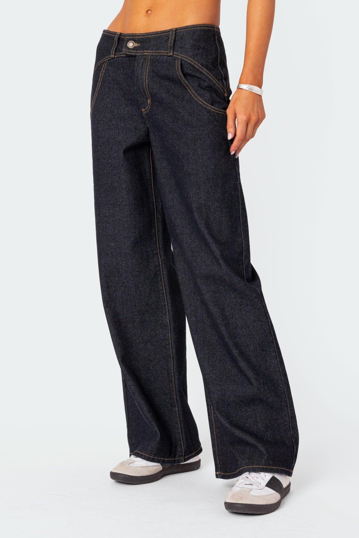 Western Low Rise Wide Leg Jeans Product Image