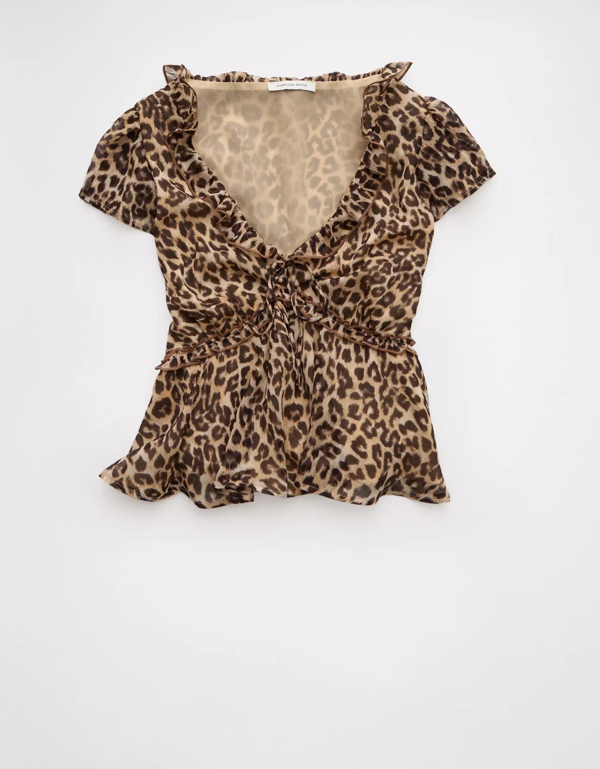 AE V-Neck Chiffon Babydoll Blouse Product Image