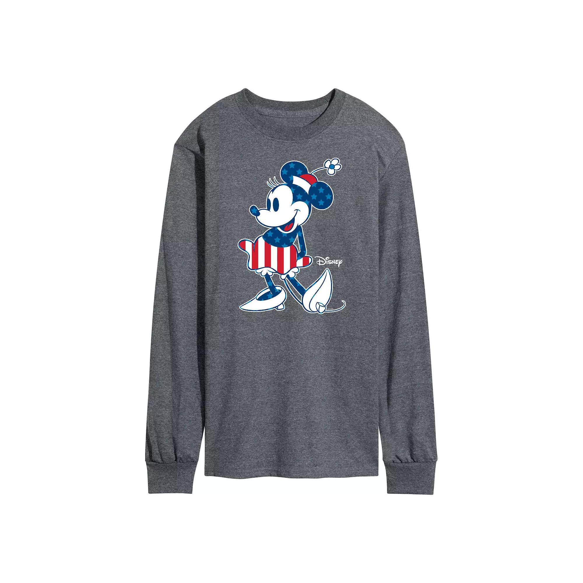 Disney's Minnie Mouse Men's Flag Long Sleeve Graphic Tee,  Product Image