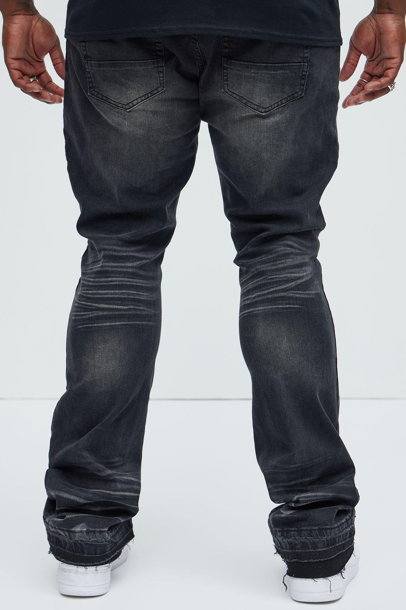 Below Me Distressed Skinny Flare Jeans - Grey Product Image